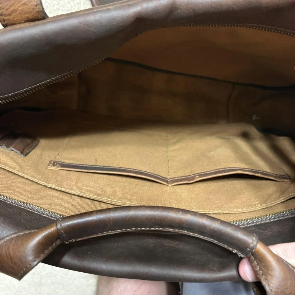 Buffalo Jackson Mahogany Brown Leather Laptop Bag Case Briefcase Messenger Strap